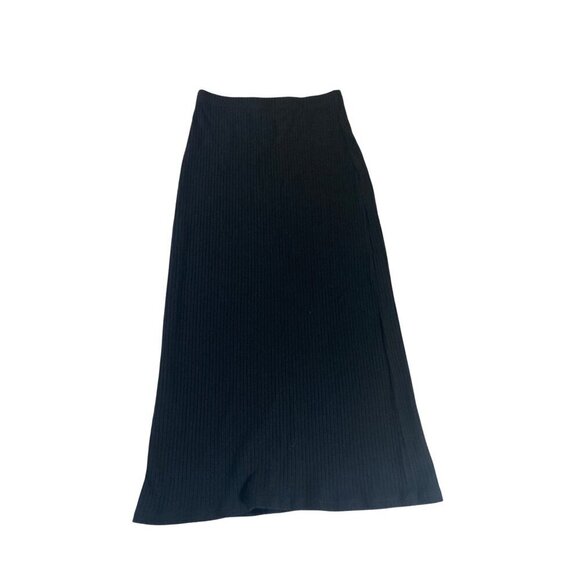 Reformation Women's Black Ribbed Midi A Line Classic Skirt - Small - Picture 1 of 9